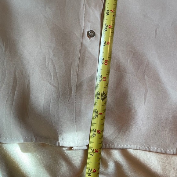 Max Mara Womens M Beige Silk Blend Button Down Blouse Long Sleeve Utility Shirt - Picture 7 of 8